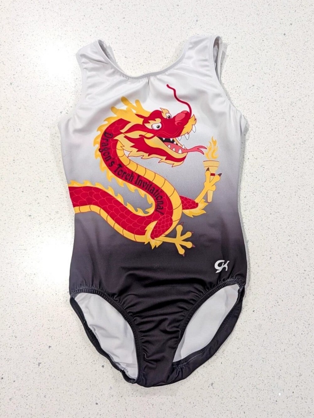COMPETITION GK ELITE Gymnastics Dance Leotard AS Small ULTRA SOFT Chinese Dragon